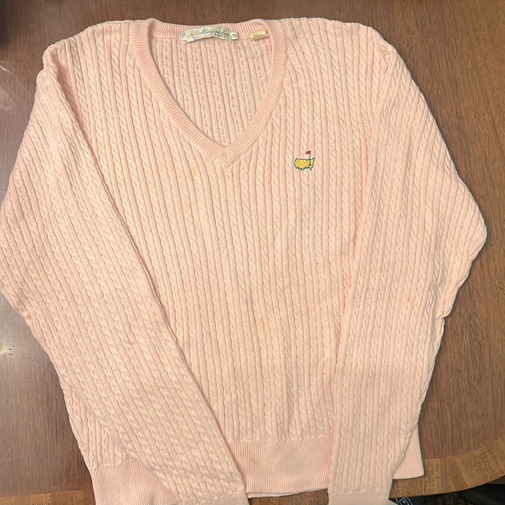 Vintage Light Pink V-Neck Sweater